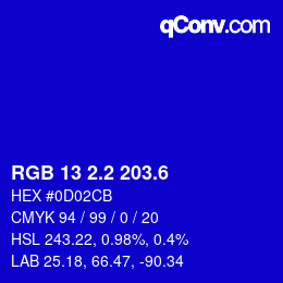 カラーコード: RGB 13 2.2 203.6 | qconv.com