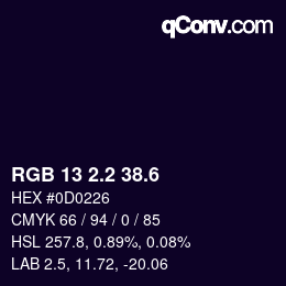 カラーコード: RGB 13 2.2 38.6 | qconv.com