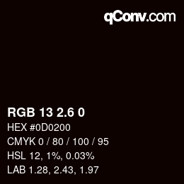 カラーコード: RGB 13 2.6 0 | qconv.com