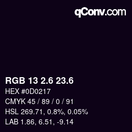 カラーコード: RGB 13 2.6 23.6 | qconv.com