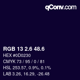 カラーコード: RGB 13 2.6 48.6 | qconv.com