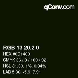 カラーコード: RGB 13 20.2 0 | qconv.com