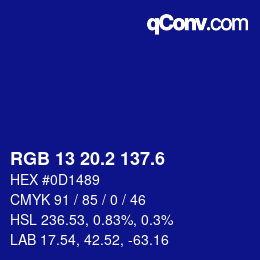 カラーコード: RGB 13 20.2 137.6 | qconv.com