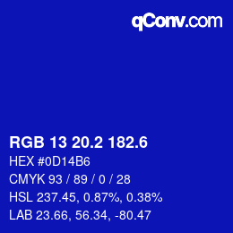 カラーコード: RGB 13 20.2 182.6 | qconv.com