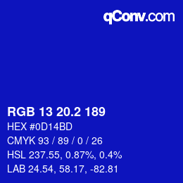 カラーコード: RGB 13 20.2 189 | qconv.com