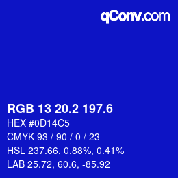 カラーコード: RGB 13 20.2 197.6 | qconv.com