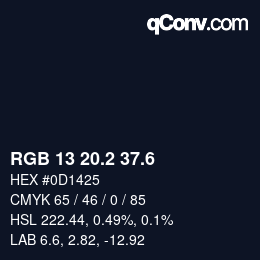 カラーコード: RGB 13 20.2 37.6 | qconv.com