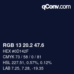 カラーコード: RGB 13 20.2 47.6 | qconv.com