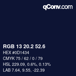 カラーコード: RGB 13 20.2 52.6 | qconv.com