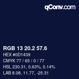 カラーコード: RGB 13 20.2 57.6 | qconv.com