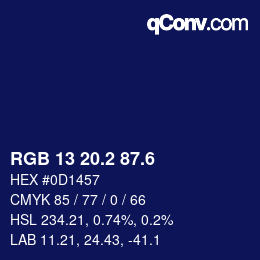 カラーコード: RGB 13 20.2 87.6 | qconv.com
