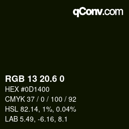 カラーコード: RGB 13 20.6 0 | qconv.com