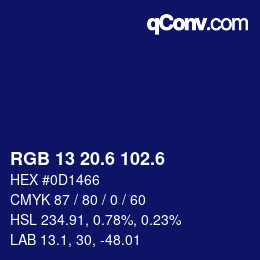 カラーコード: RGB 13 20.6 102.6 | qconv.com