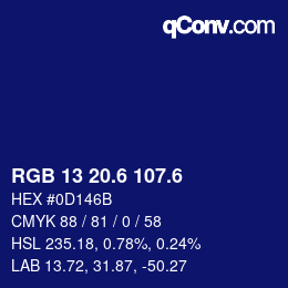 カラーコード: RGB 13 20.6 107.6 | qconv.com