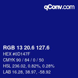 カラーコード: RGB 13 20.6 127.6 | qconv.com