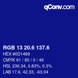 カラーコード: RGB 13 20.6 137.6 | qconv.com