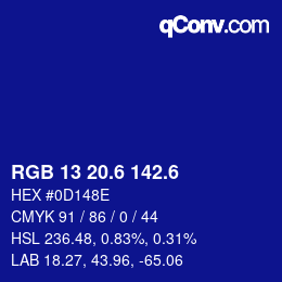 カラーコード: RGB 13 20.6 142.6 | qconv.com
