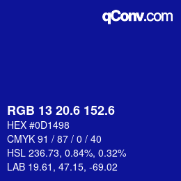 カラーコード: RGB 13 20.6 152.6 | qconv.com