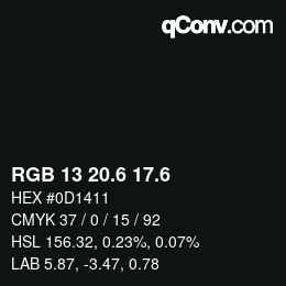 カラーコード: RGB 13 20.6 17.6 | qconv.com
