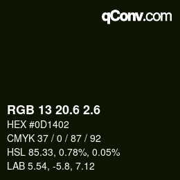カラーコード: RGB 13 20.6 2.6 | qconv.com