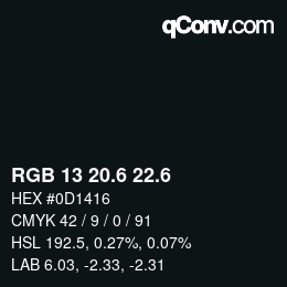 カラーコード: RGB 13 20.6 22.6 | qconv.com