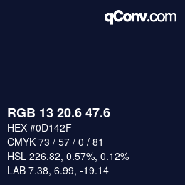 カラーコード: RGB 13 20.6 47.6 | qconv.com