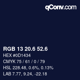 カラーコード: RGB 13 20.6 52.6 | qconv.com