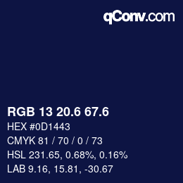 カラーコード: RGB 13 20.6 67.6 | qconv.com