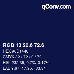 カラーコード: RGB 13 20.6 72.6 | qconv.com