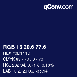 カラーコード: RGB 13 20.6 77.6 | qconv.com