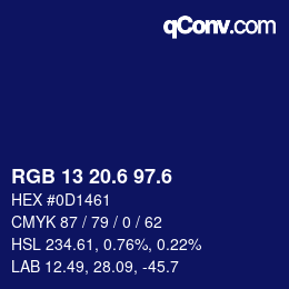 カラーコード: RGB 13 20.6 97.6 | qconv.com