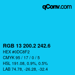 颜色代码: RGB 13 200.2 242.6 | qconv.com