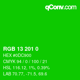 Color code: RGB 13 201 0 | qconv.com