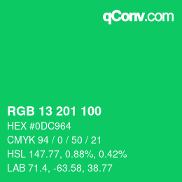 Color code: RGB 13 201 100 | qconv.com