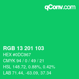 颜色代码: RGB 13 201 103 | qconv.com