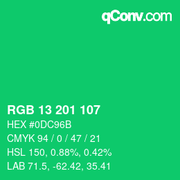 Color code: RGB 13 201 107 | qconv.com