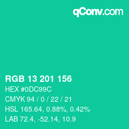 Color code: RGB 13 201 156 | qconv.com
