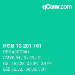 Color code: RGB 13 201 161 | qconv.com