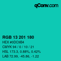 カラーコード: RGB 13 201 180 | qconv.com