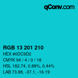 Color code: RGB 13 201 210 | qconv.com