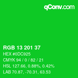 Color code: RGB 13 201 37 | qconv.com