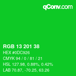 Color code: RGB 13 201 38 | qconv.com