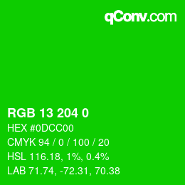 Farbcode: RGB 13 204 0 | qconv.com