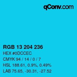 Color code: RGB 13 204 236 | qconv.com