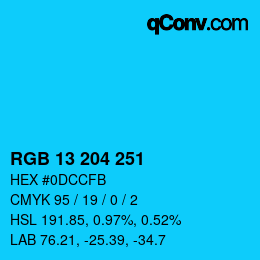 カラーコード: RGB 13 204 251 | qconv.com