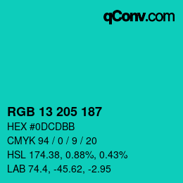 Color code: RGB 13 205 187 | qconv.com