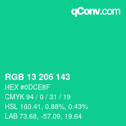 Color code: RGB 13 206 143 | qconv.com