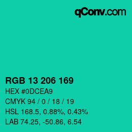 Color code: RGB 13 206 169 | qconv.com