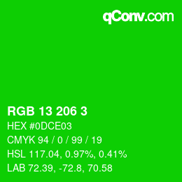 Color code: RGB 13 206 3 | qconv.com