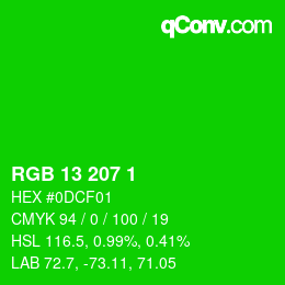 Color code: RGB 13 207 1 | qconv.com